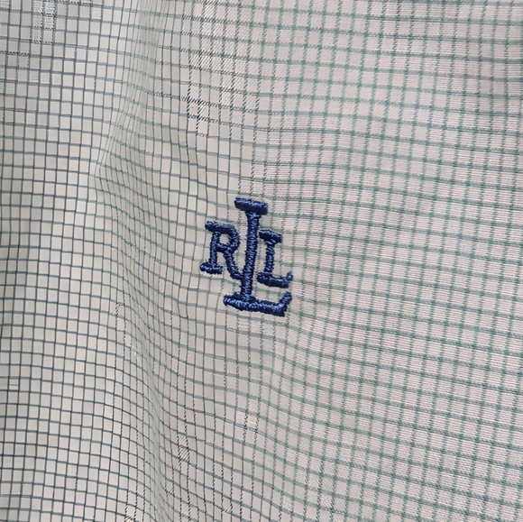 Lauren Ralph Lauren Womens 14 Button Down Top Shirt Green Check Cotton Preppy - Picture 4 of 9